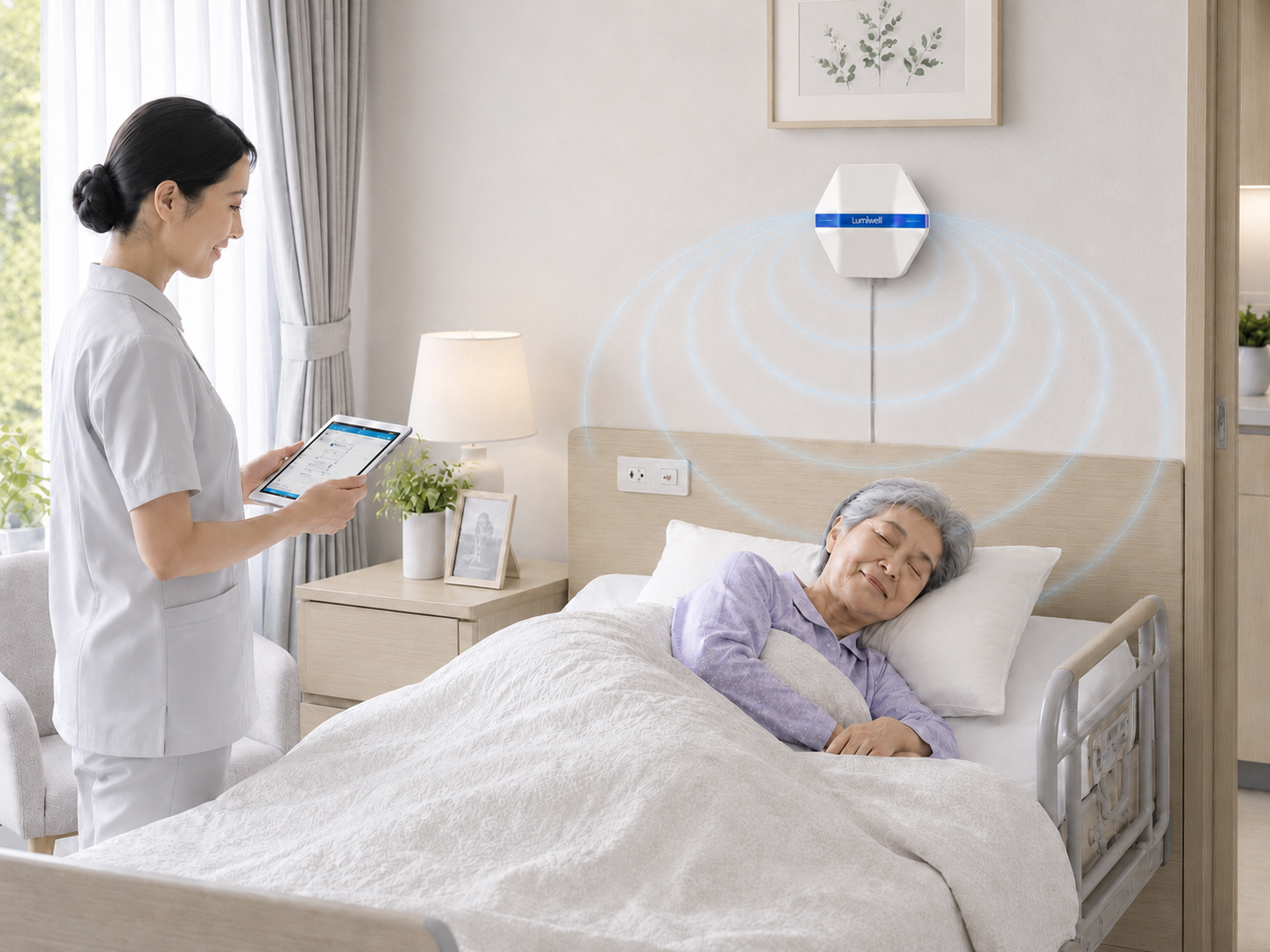 Elderly person resting comfortably